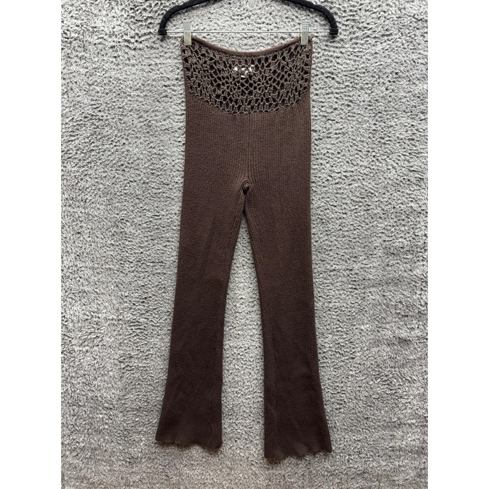Frankies‎ Heaven Ribbed Cloud Knit Flared Pant Bourbon Womens Size M